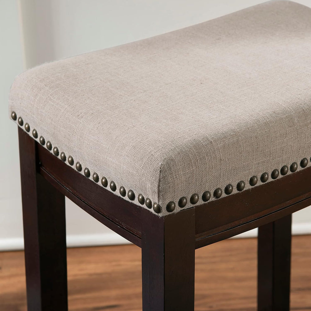 Linon Harper Beige & Dark Walnut 24" Counter Stool, Beige/Dark Walnu...