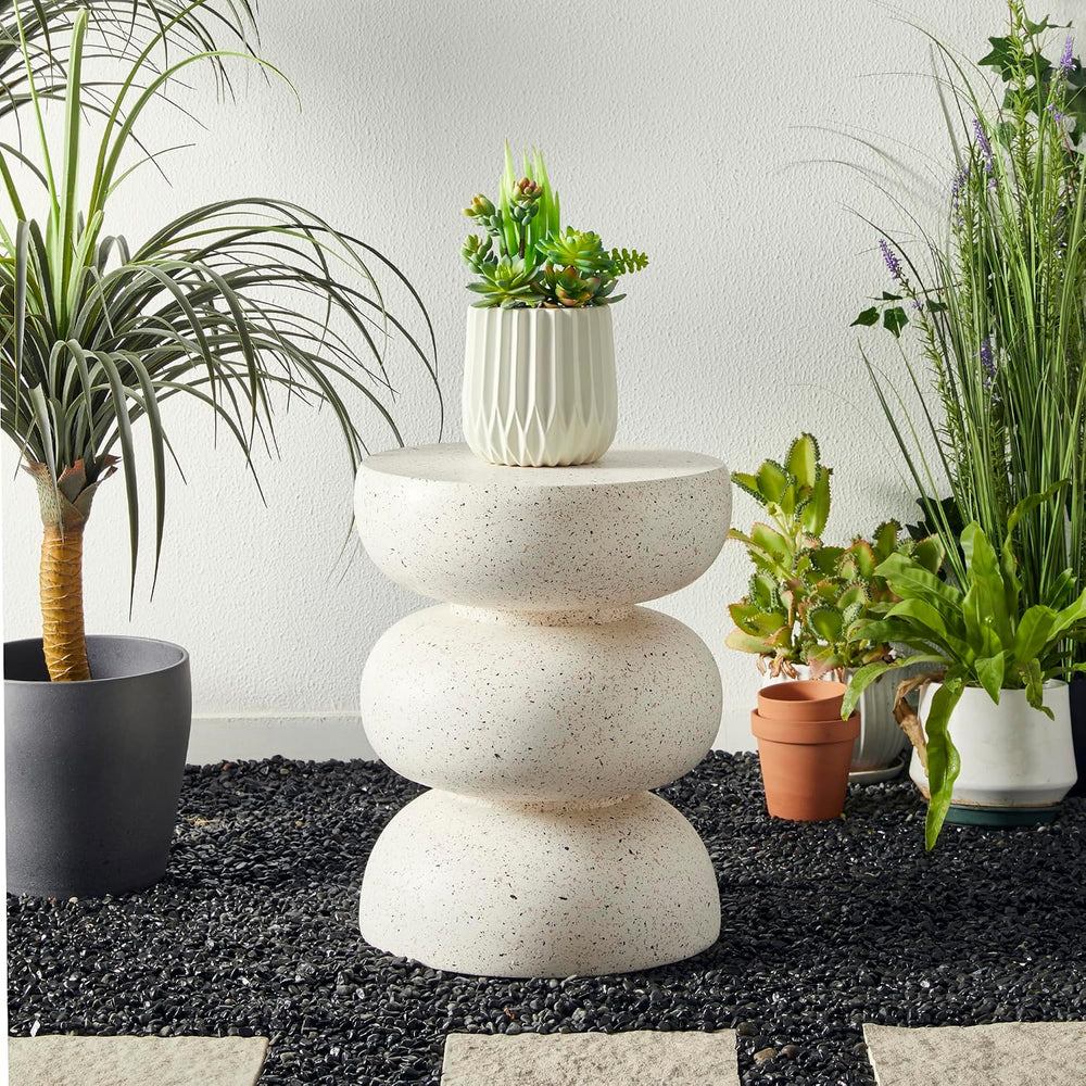 Glitzhome Outdoor Side Table Set of 2, 18" H Decorative Garden Stool MgO...