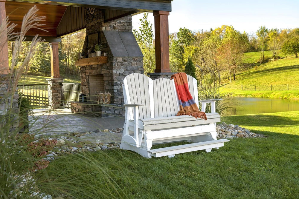 LuxCraft Adirondack Balcony Glider - 5' with Drop Down Console (Weatherwo...