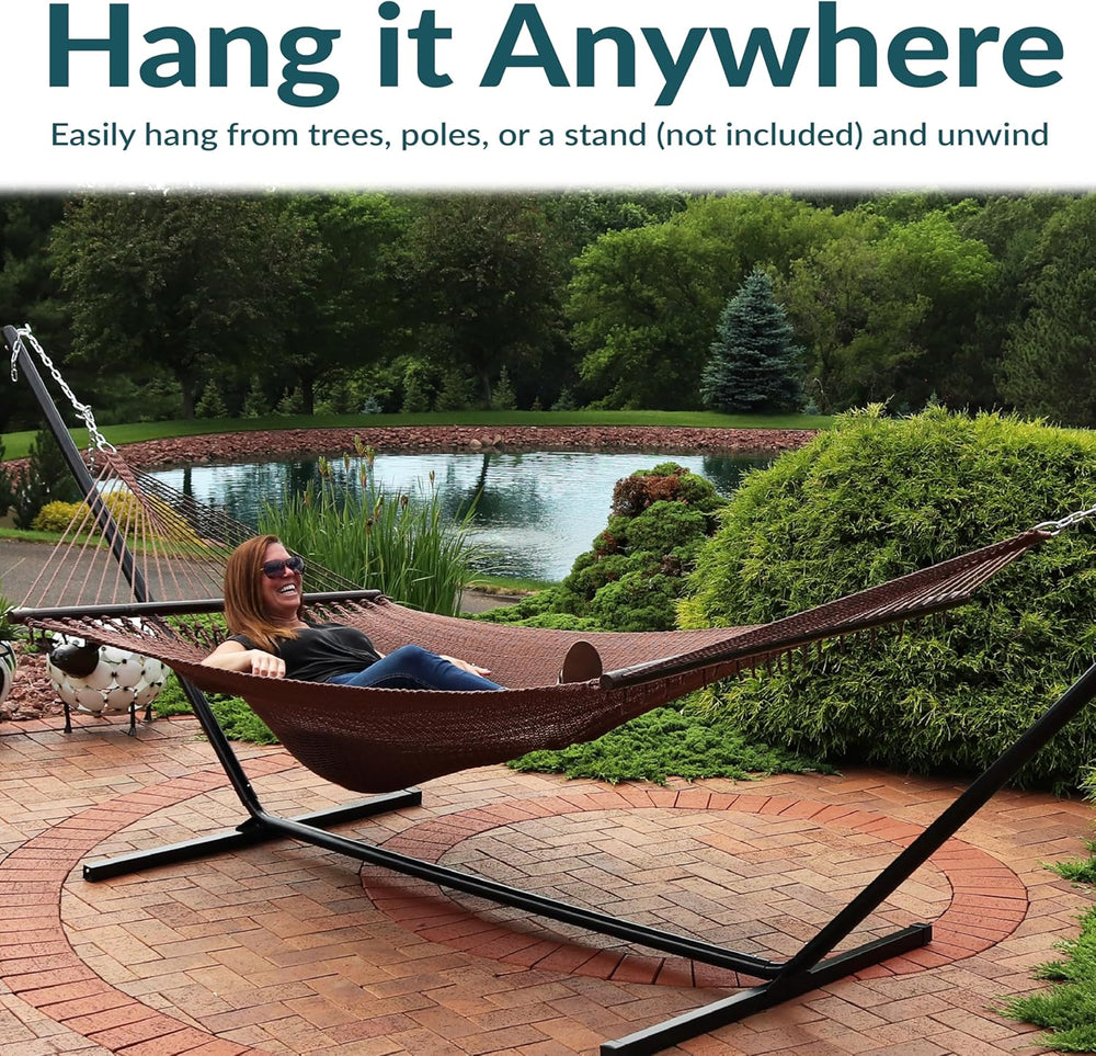 Sunnydaze 75" x 55" Bed, Heavy-Duty Double Rope Hammock for Outside...