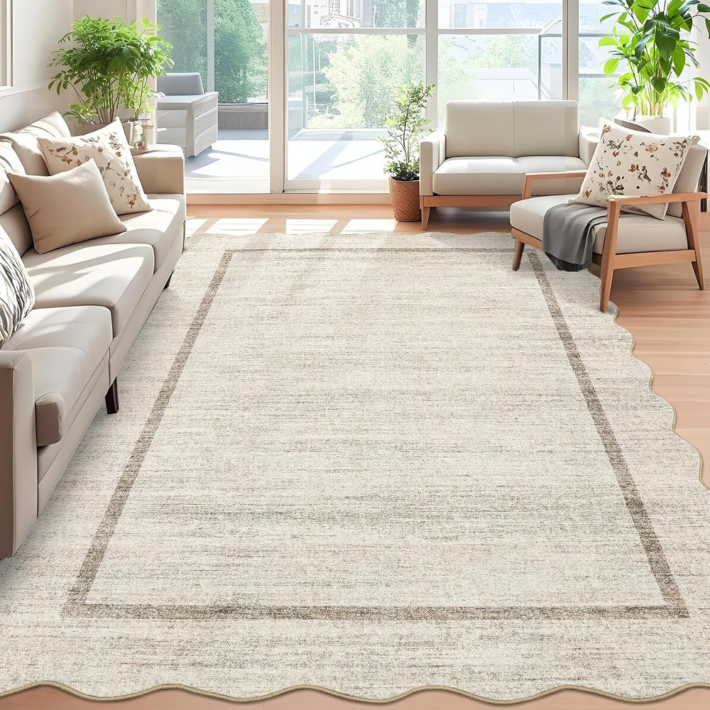 GarveeHome Scalloped Washable Rugs 5x7 Rug for Living Room Modern Non Slip