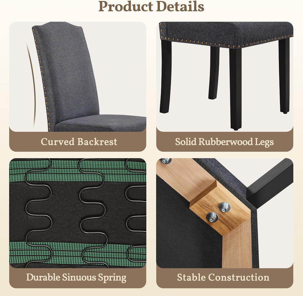 Yaheetech Dining Chairs Set of 2 High Back Parson Chairs Dark Gray