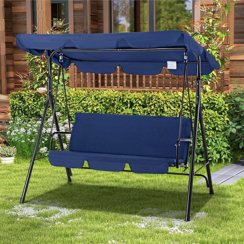 Esright Patio Swings Outdoor, 3-Seat Glider Porch Bench with Removable Cushio...