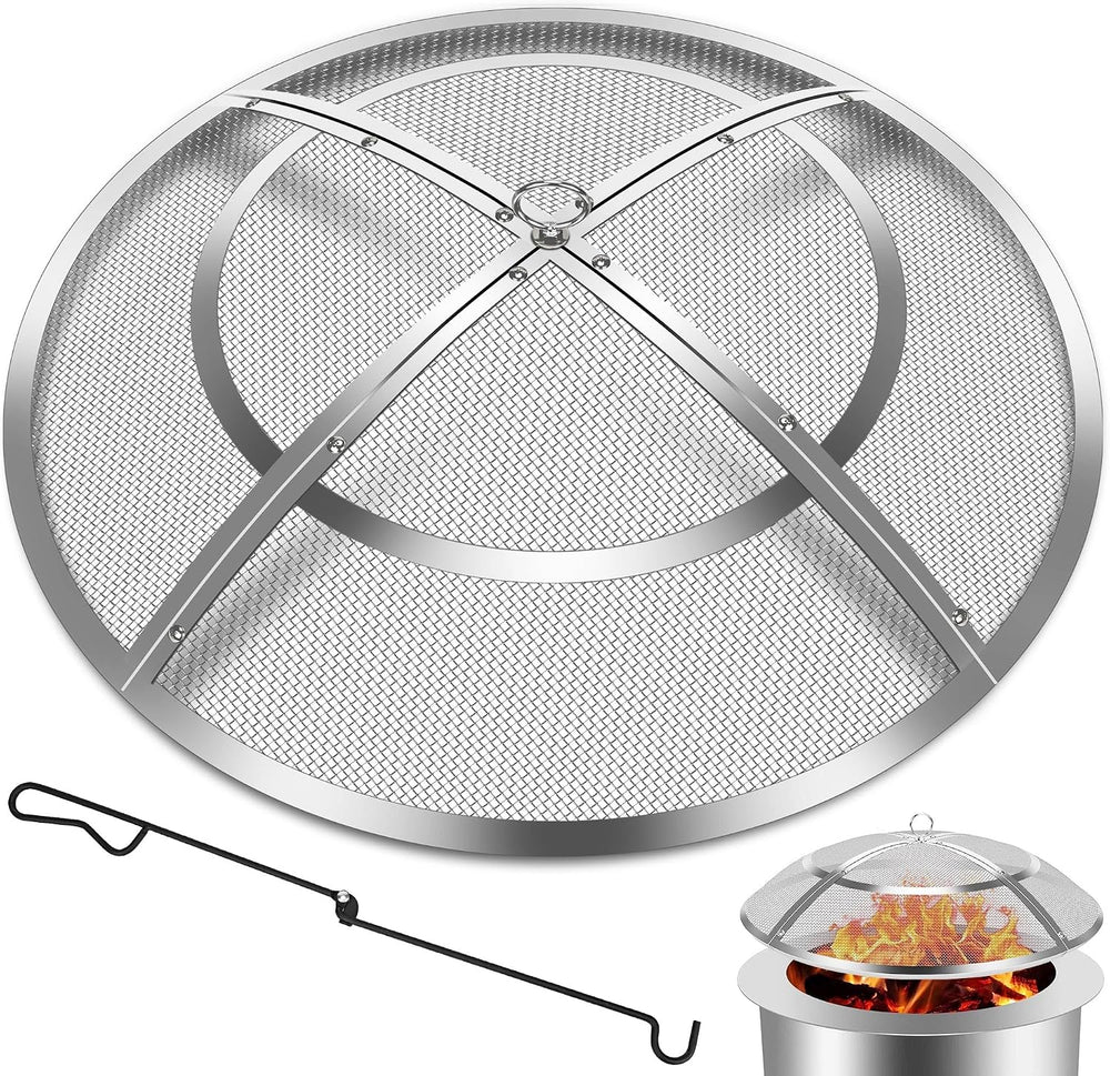 Fire Pit Spark Screen,36 Inch Fire Pit Screen Cover Stainless Steel Outdoor w...