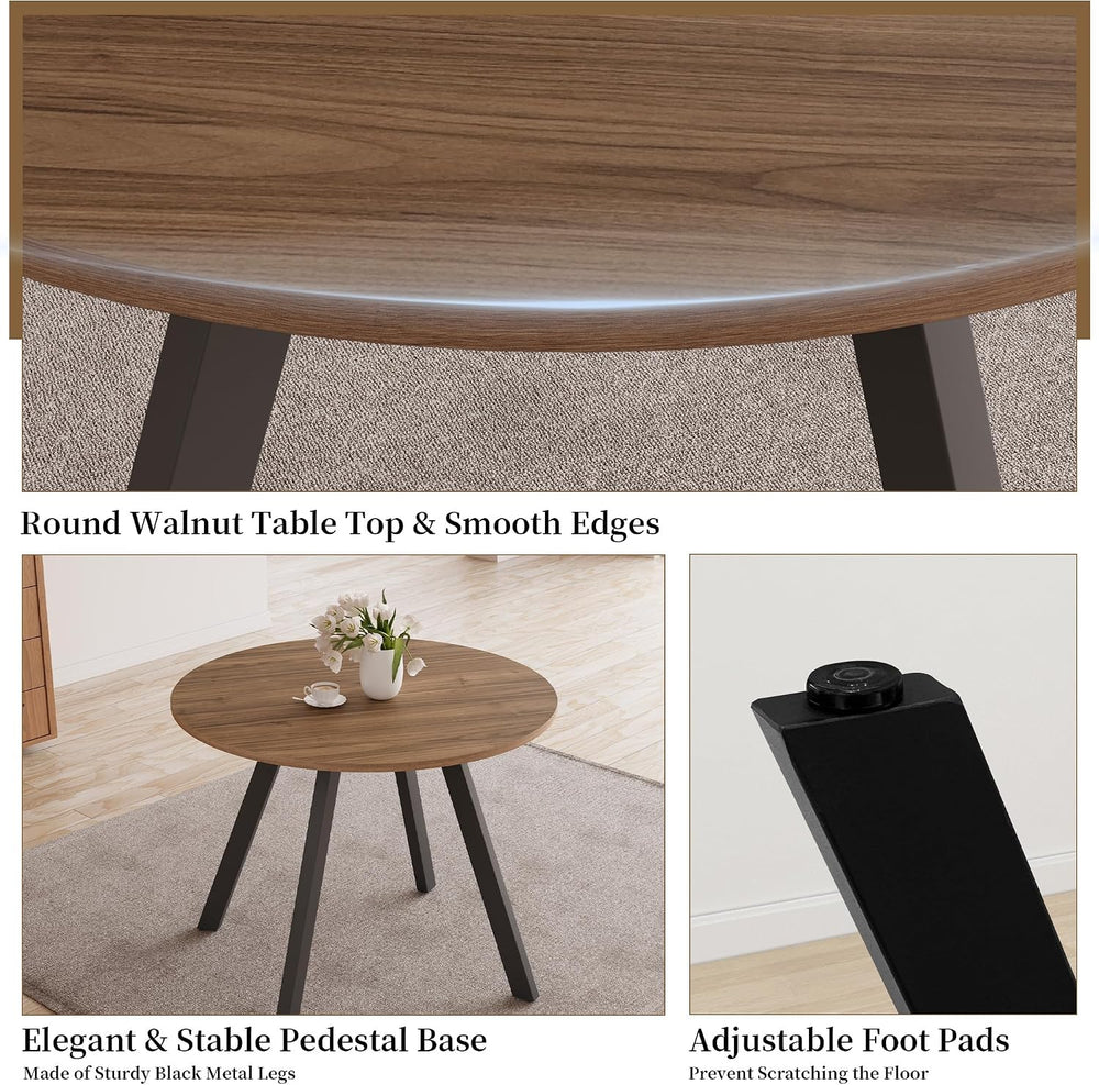 Zerifevni 34.6'' Dining Table and Chairs for 2, Mid Century Modern Ro...