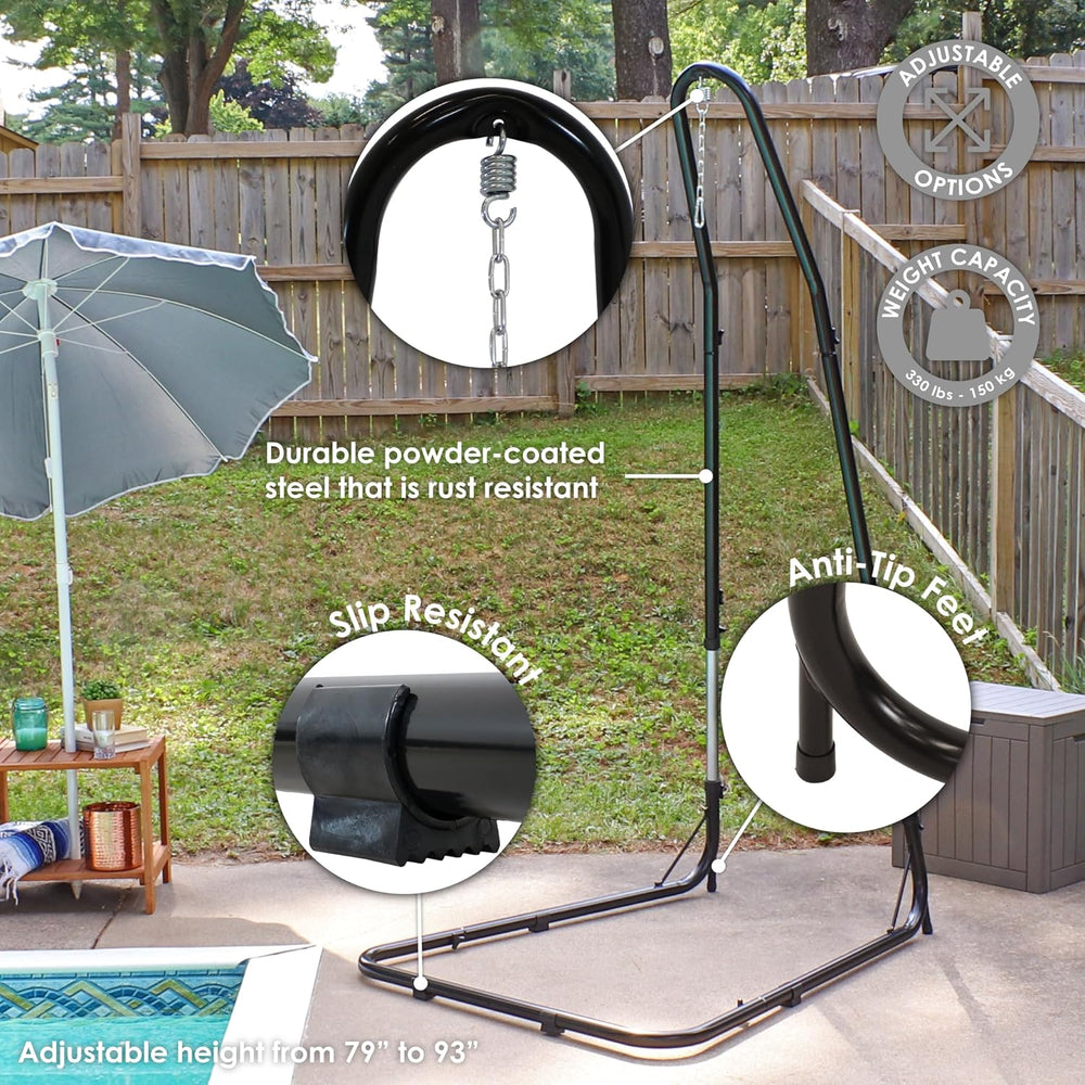 Sunnydaze Durable Adjustable Hanging Chair Hammock Stand Only