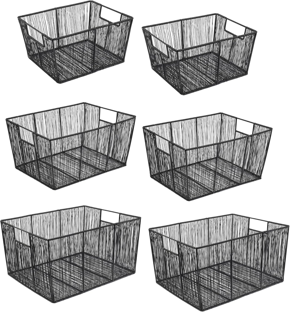 happimess Sutton 6-Piece Nesting Mild Steel Storage Baskets 16", Black
