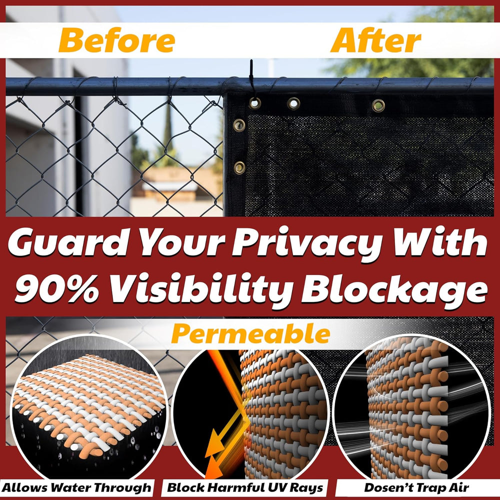Amgo 5' x 25' Black Fence Privacy Screen, Commercial Standard Heavy D...