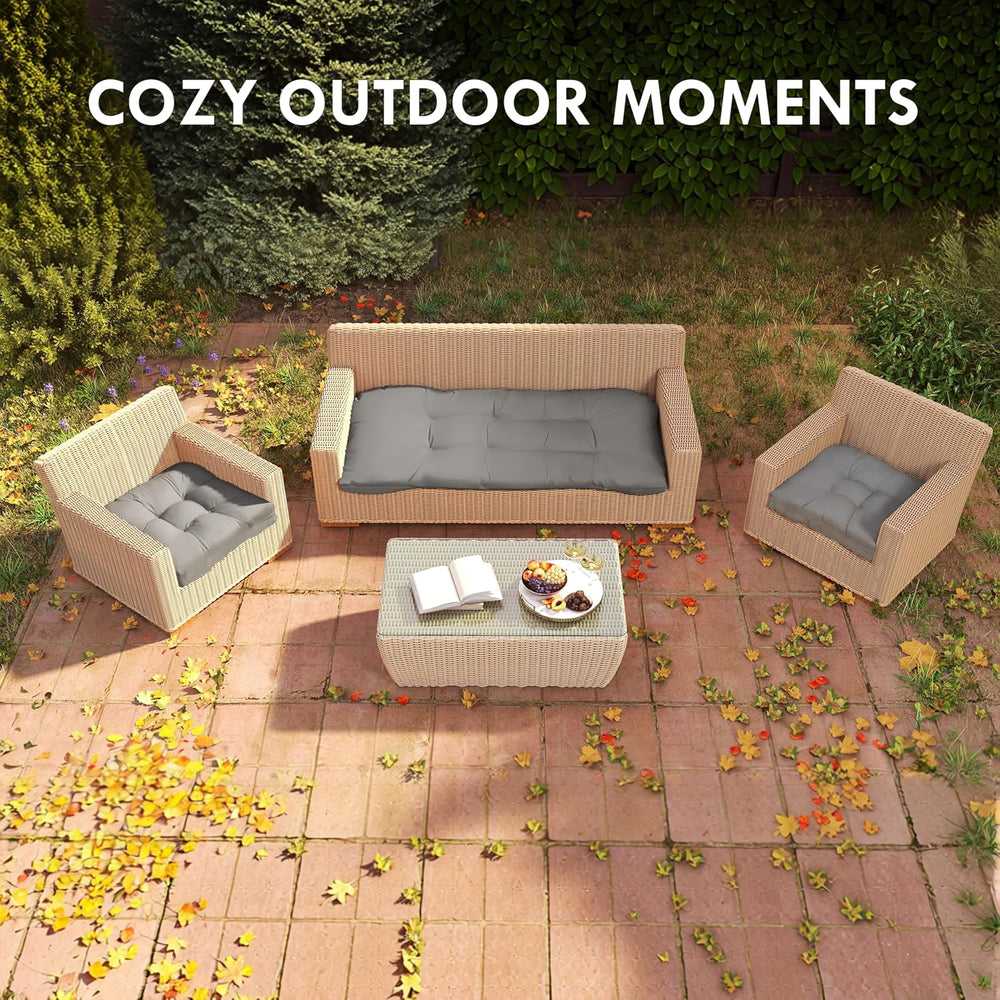 Outdoor Wicker Chair Cushions Set of 3, Waterproof Wicker Cushion for Patio F...