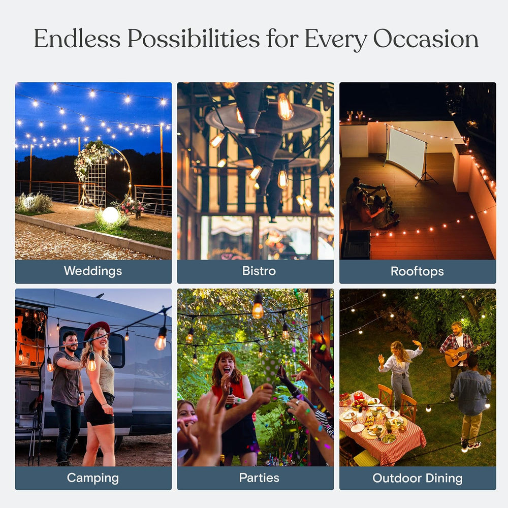 Brightech Ambience Pro LED Outdoor String Lights - Commercial Grade Waterproo...
