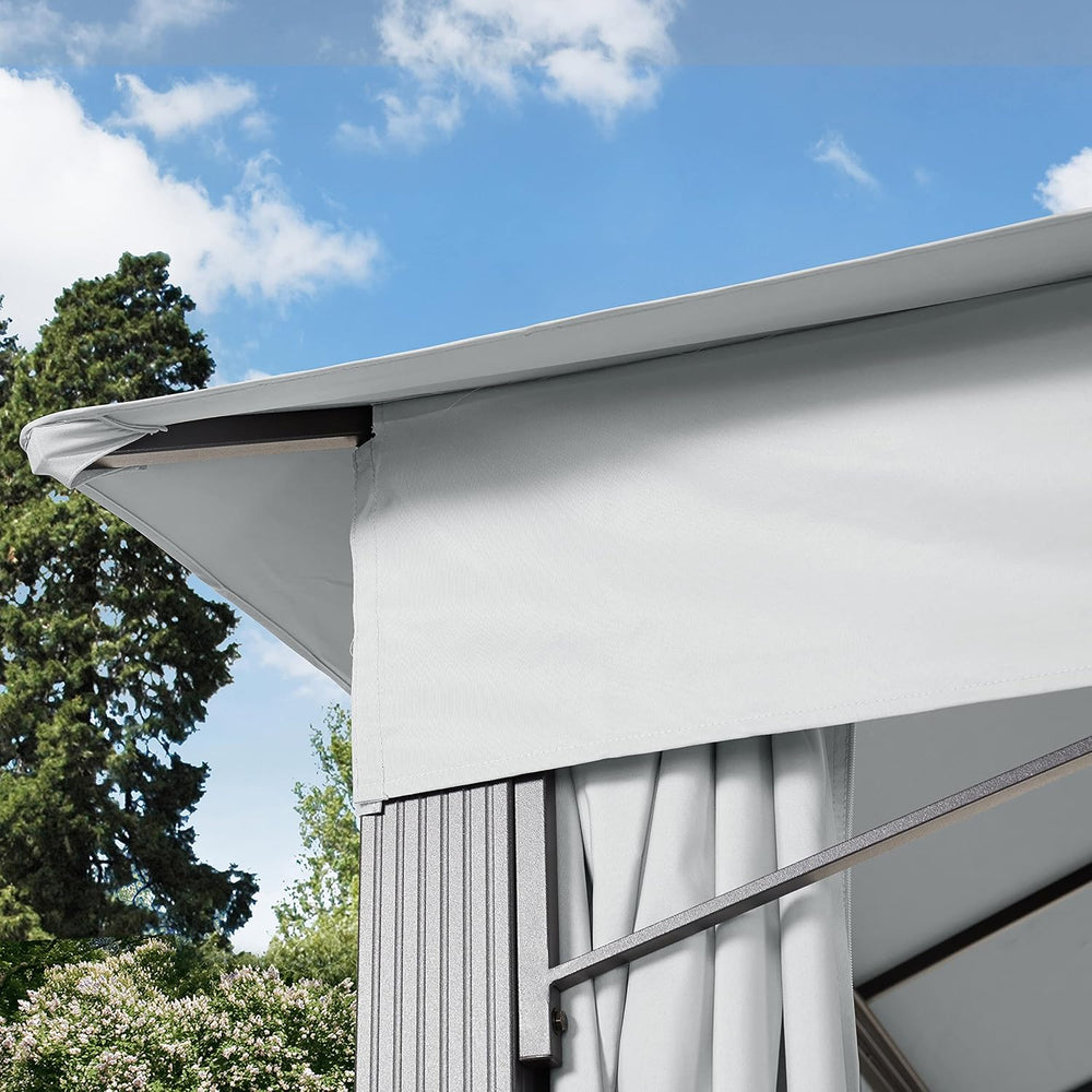 TOOLPORT 10x13 ft Gazebo with 4 Curtains, Gray