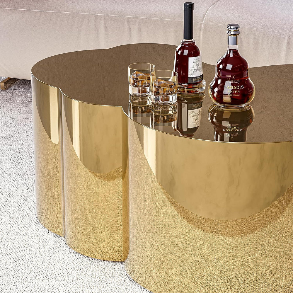 IKIFLY Gold Stainless Coffee Table, Modern Large Cloud Fashion Design