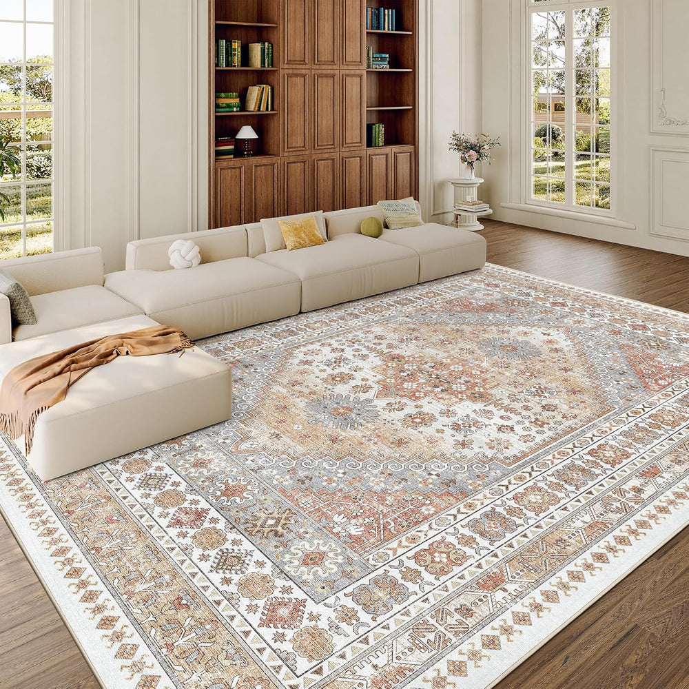 zesthome 8x10 Area Rugs for Living Room,Large Washable Rug,Orange