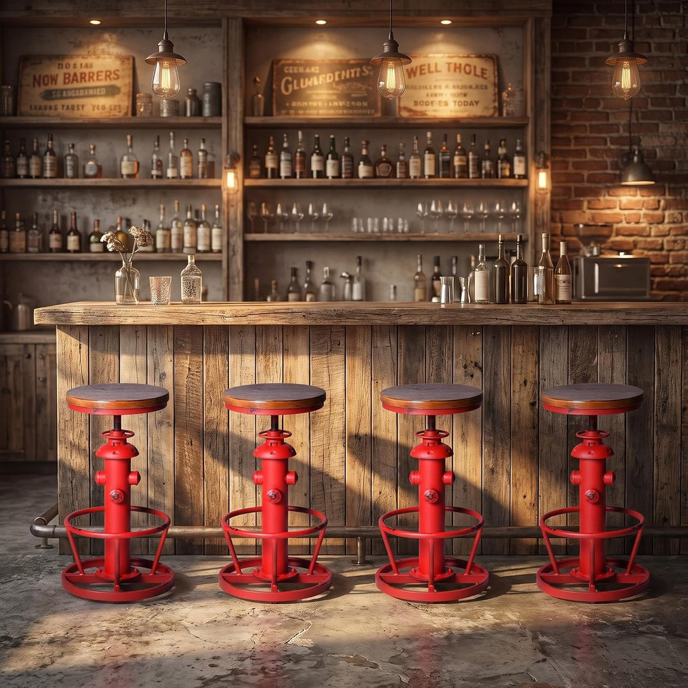 Topower Antique Industrial Round Bottom Adjustable Height Cafe Coffee Retro V...