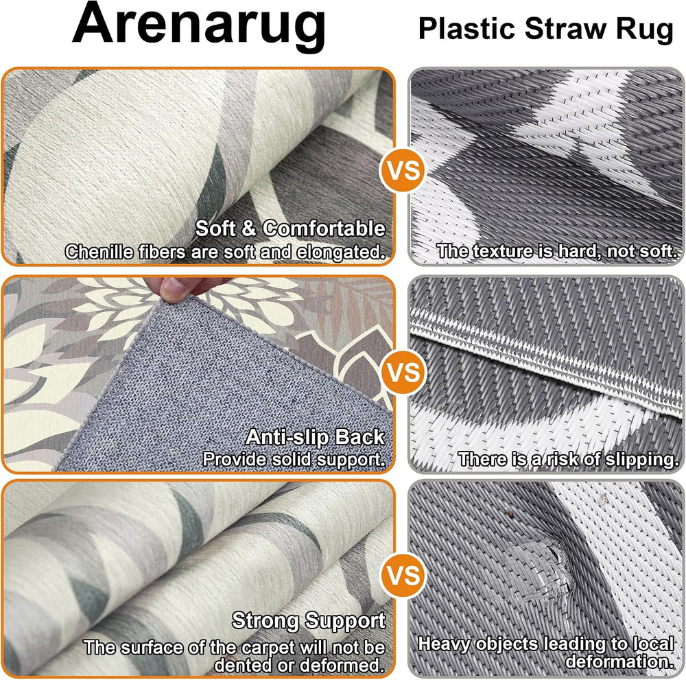 Arenarug Outdoor Rug Waterproof, Washable Patio Rug for Deck, 8x10, Taupe