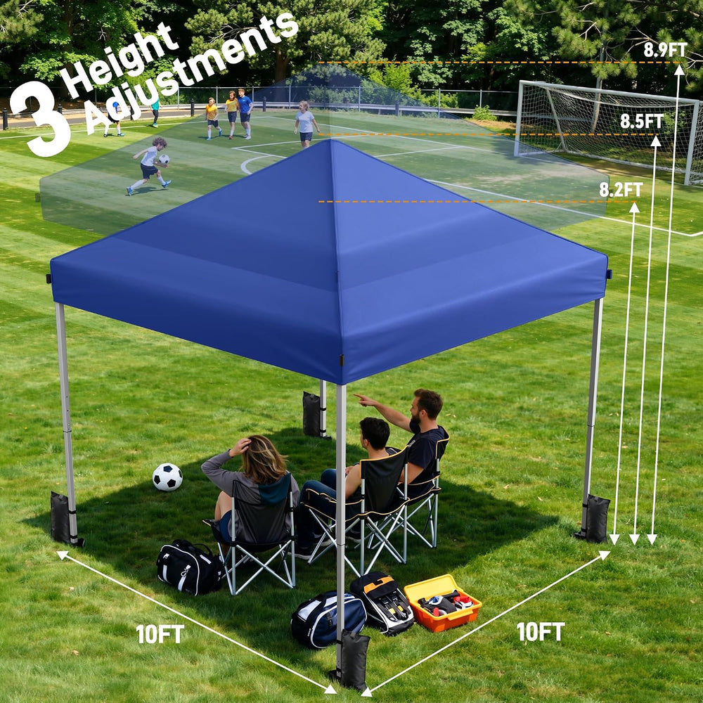 10x10 Pop Up Canopy Tent with One-Push Center Lock,Blue