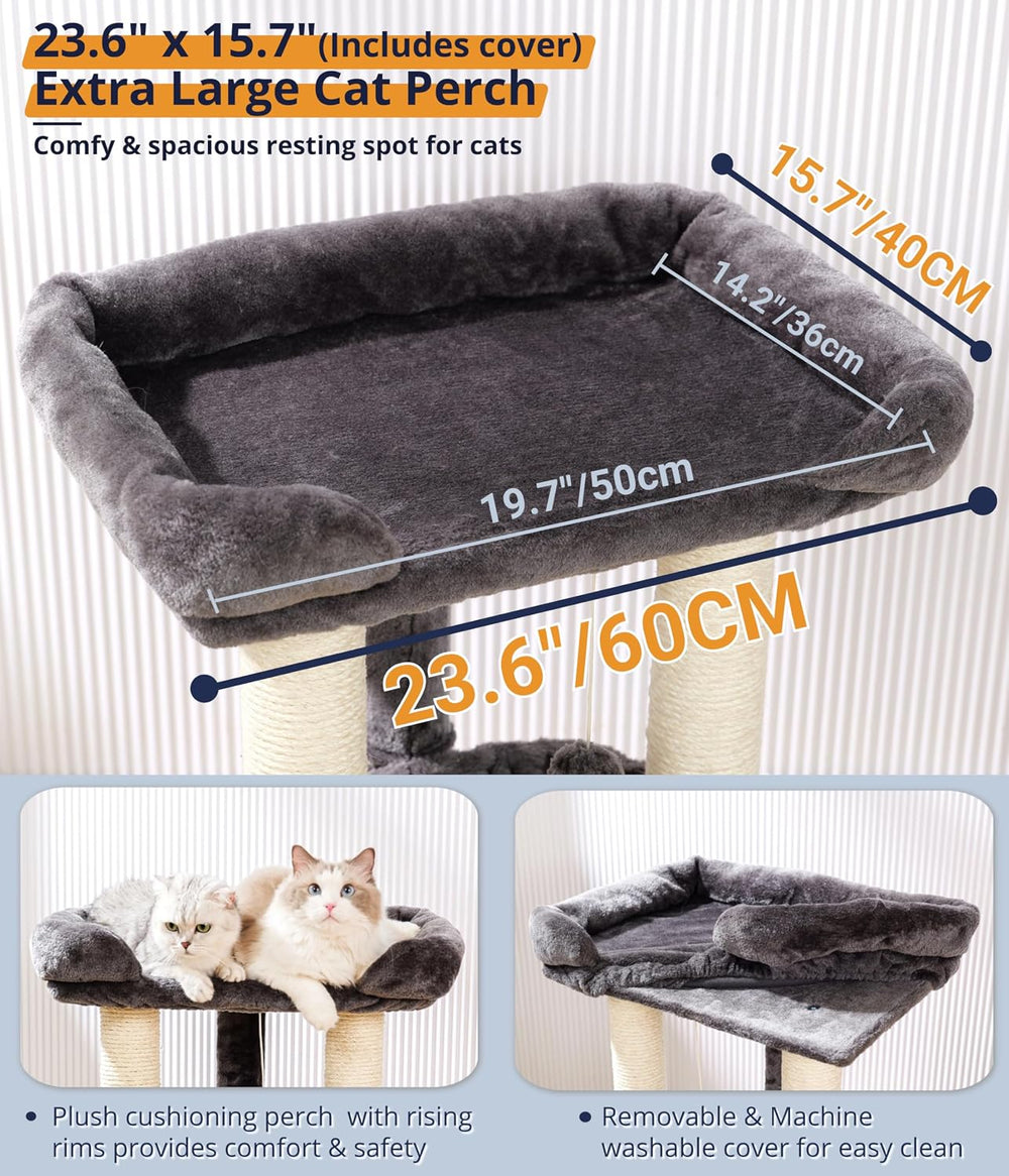 Happi N Pets 28" Cat Tree, Large Bed for Big Cats, Small Cat Tower with ...