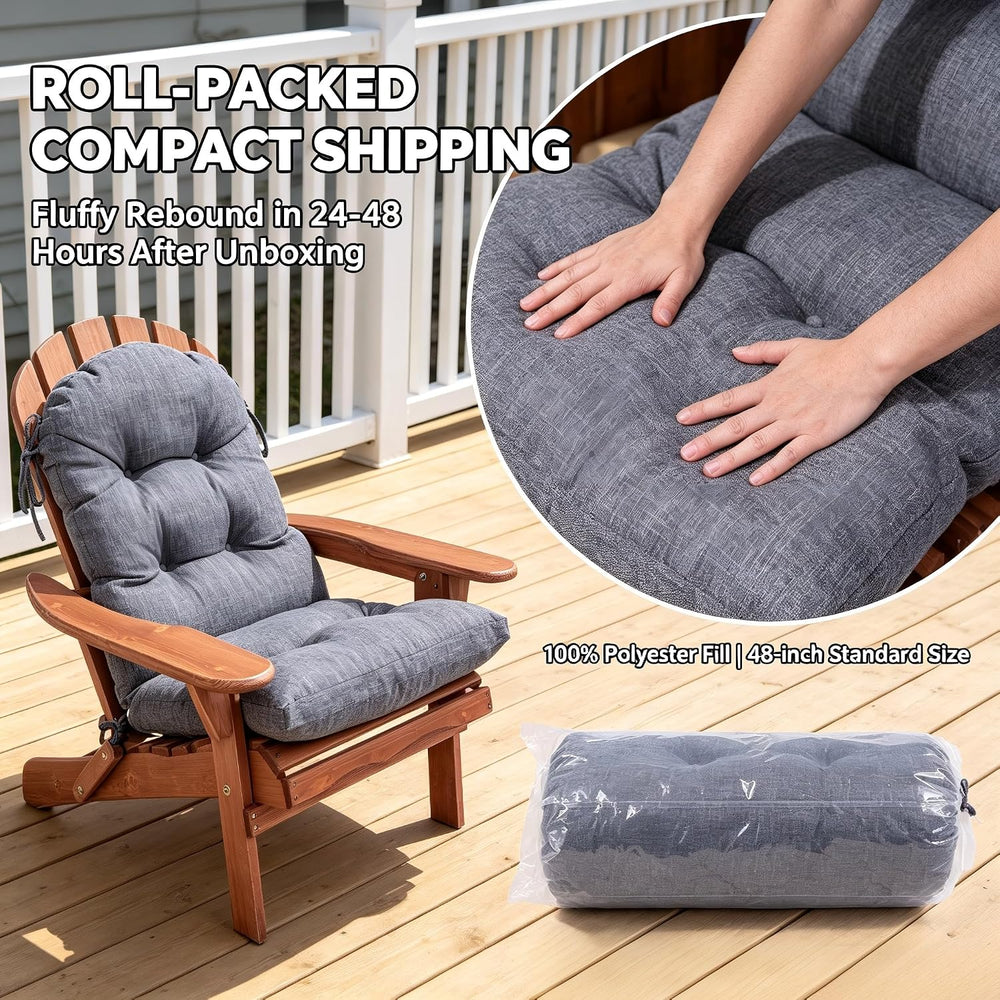 QILLOWAY Outdoor High Back Chair Cushion for Adirondack, All Weather Rocking ...