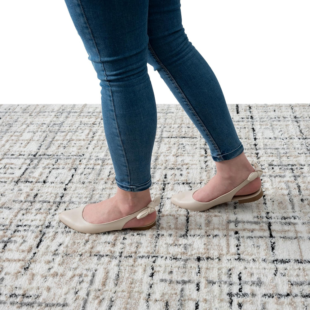 Abani Grey Area Rug for Living Room, Bedroom - Crosshatch Pattern- 4' x 6...