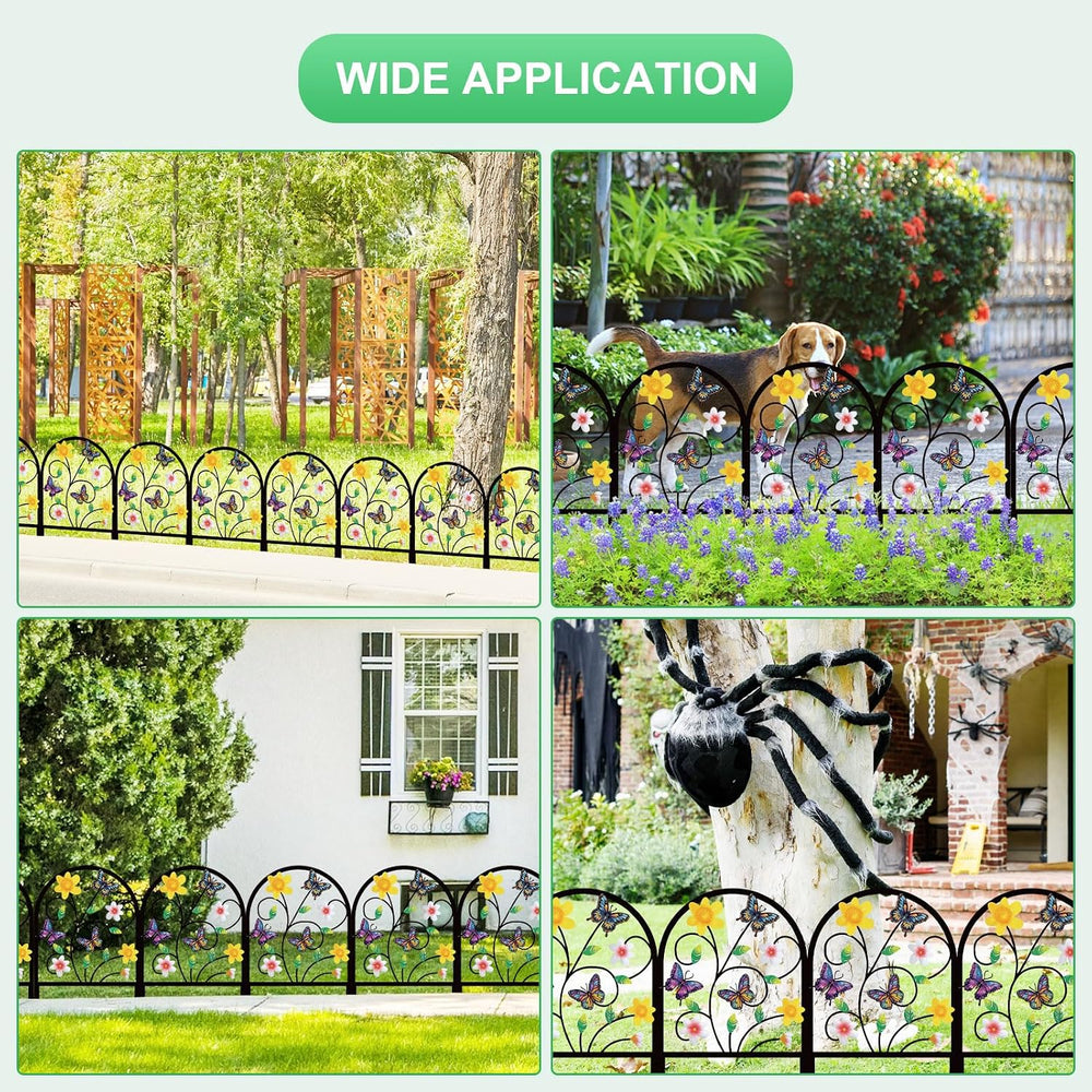 4 Pack Butterfly Decorative Garden Fence Metal Butterfly Flower Design Metal ...