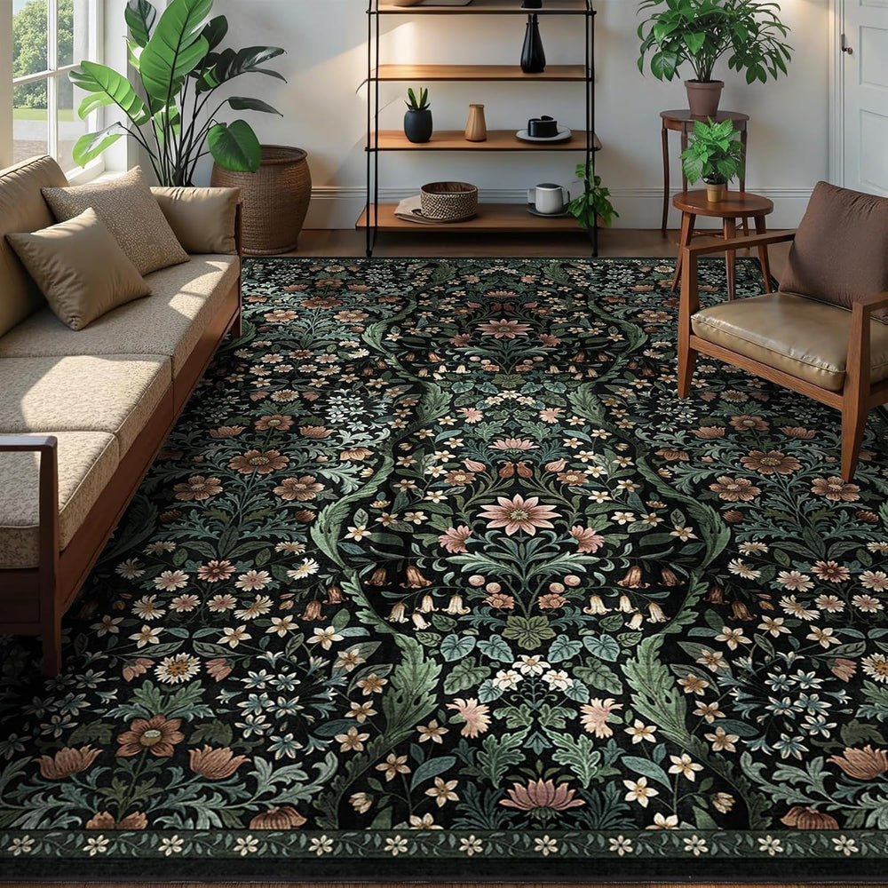 8x10 Large Area Rug Floral Botanical Boho Carpet for Living Room