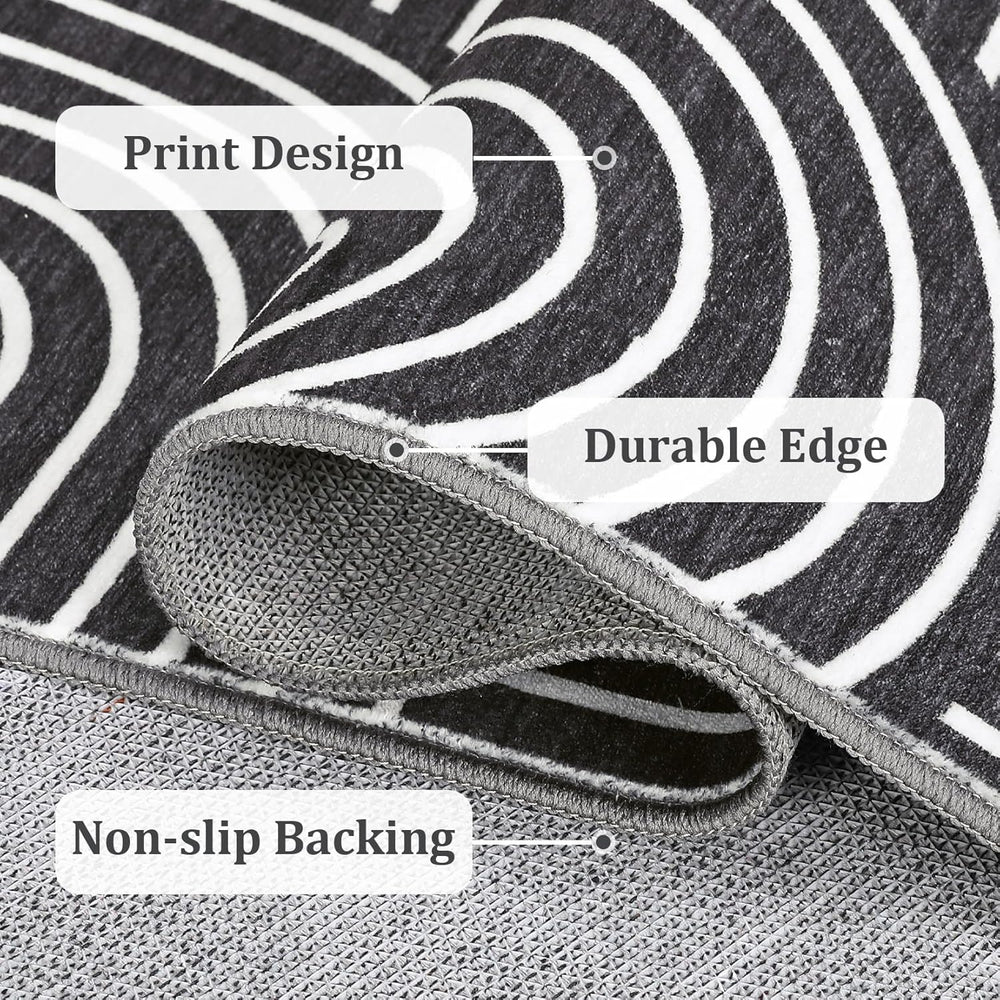 ROYHOME Modern Washable Rug 5x7 Area Rugs for Living Room Non Slip, Black