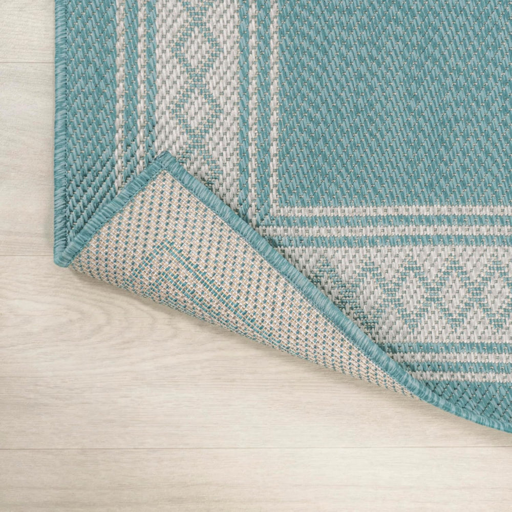 JONATHAN Y Diamond Border Indoor Outdoor Area Rug 3X5 Aqua/Light Gray, Lucia ...