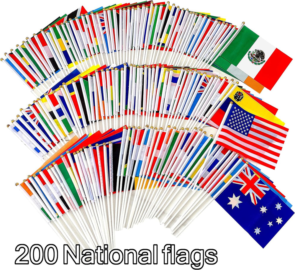 WEITBF 200 Countries International Flags of the World Small Mini Hand Held Fl...