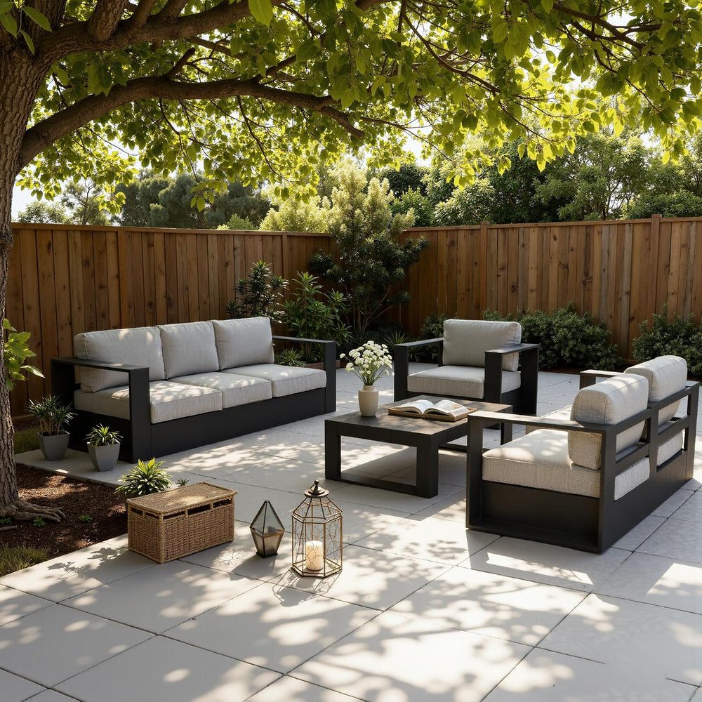 LayinSun 4 Piece Oversized Aluminum Outdoor Furniture Set with Coffee Table