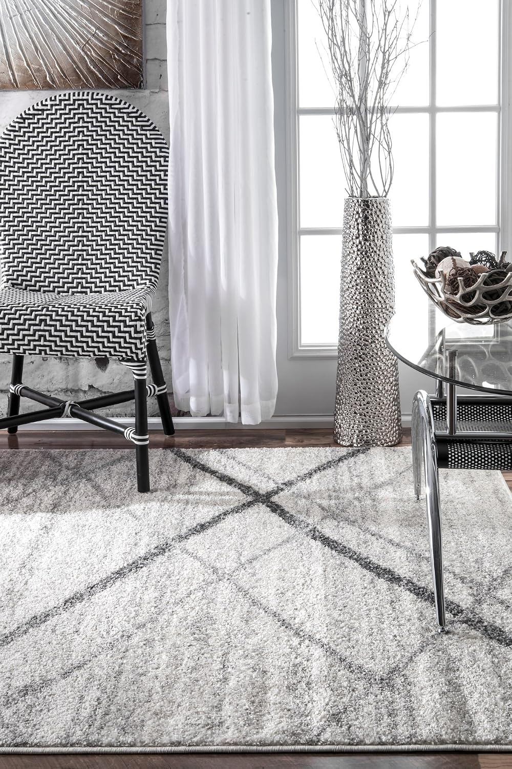 nuLOOM Thigpen Grey/Off-White, 10' x 14', Soft and Cozy, High Traffic...