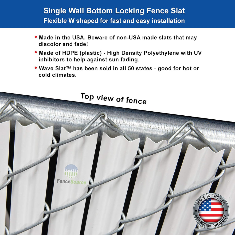 White Wave Slat (9 Colors Available) Single Wall Bottom Locking Privacy Slat ...