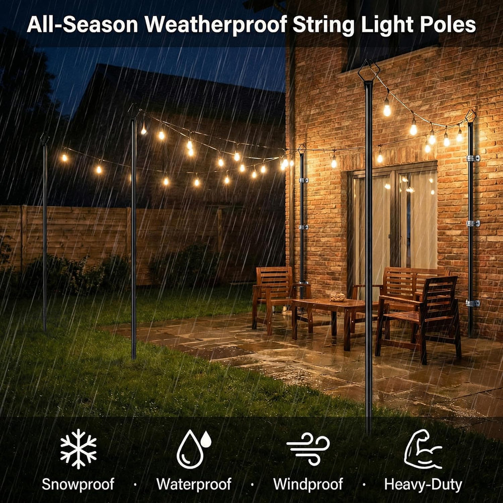 10FT Outdoor String Light Poles, Pack of 4