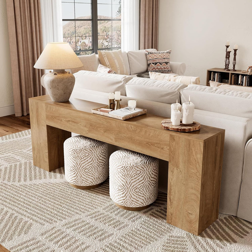Extra Long Console Tables for Entryway 86-Inch, Natural Oak