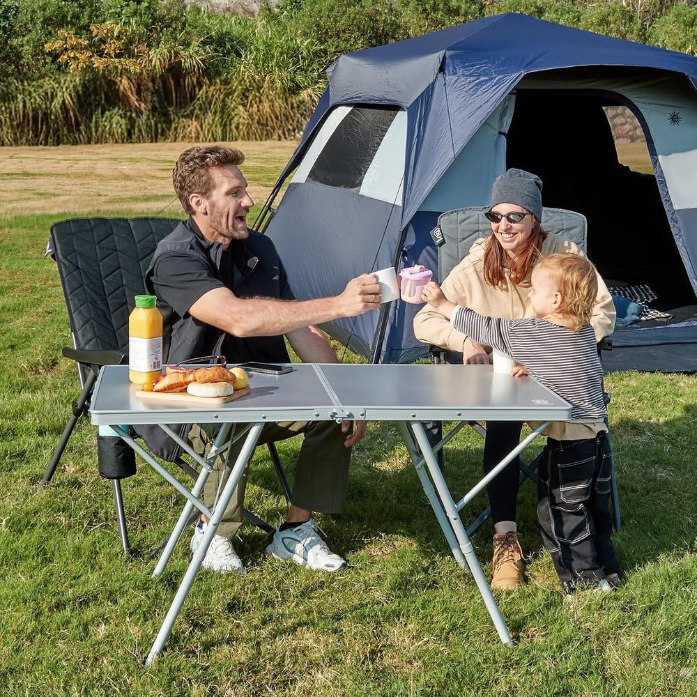 EVER ADVANCED Large Camping Table for 4-6 Person, Portable Folding Aluminum T...