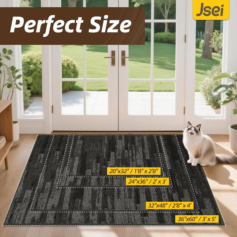 JSEI Dirt Trapper Door Mat 24"x36", Non-Slip Doormat, Light Gray