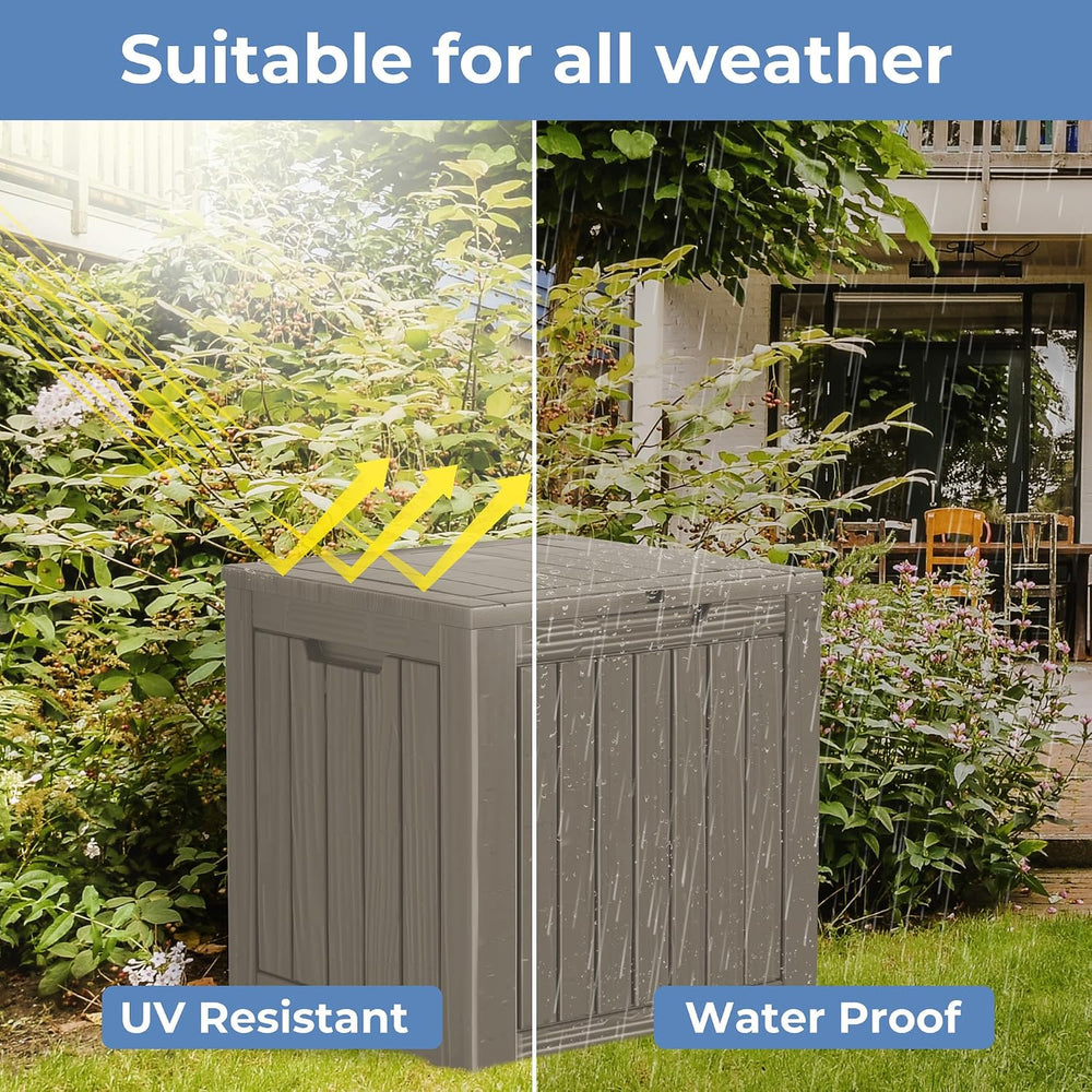 35 Gallon Resin Deck Box, Waterproof Outdoor Storage Bin for Patio, Poolside,...