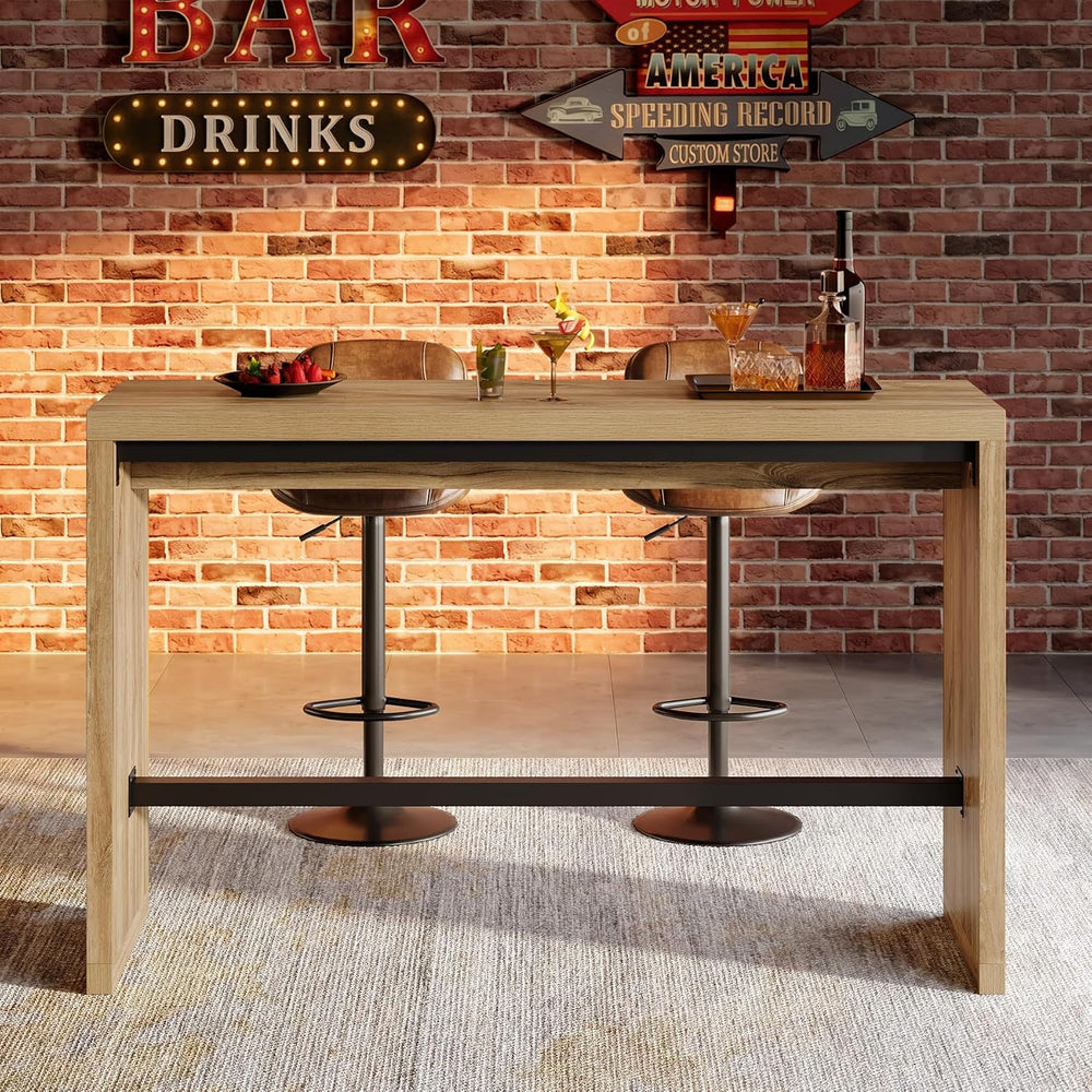 Tribesigns 55-Inch Bar Table with Metal Footrest, Counter Height Pub Table, N...
