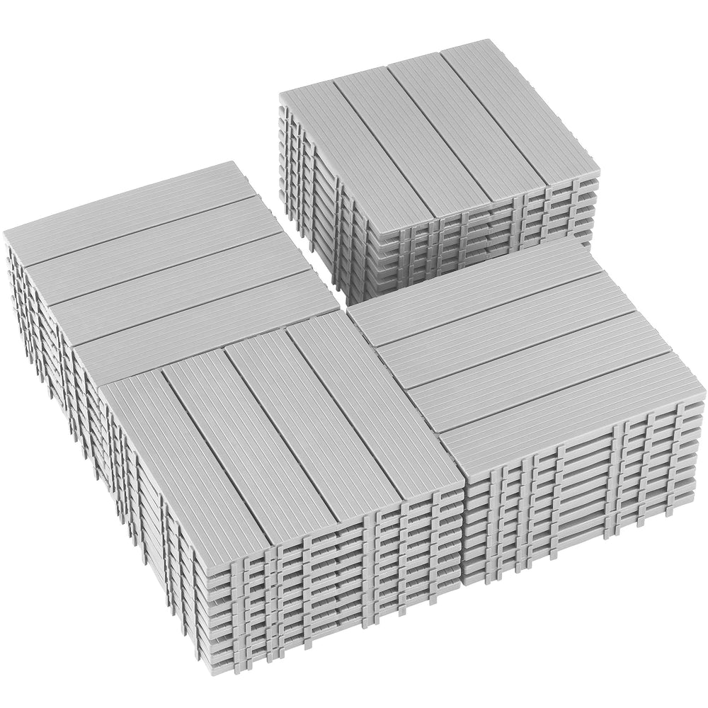 36 PCS Plastic Interlocking Deck Tiles - 12" x 12" Waterproof Indoo...