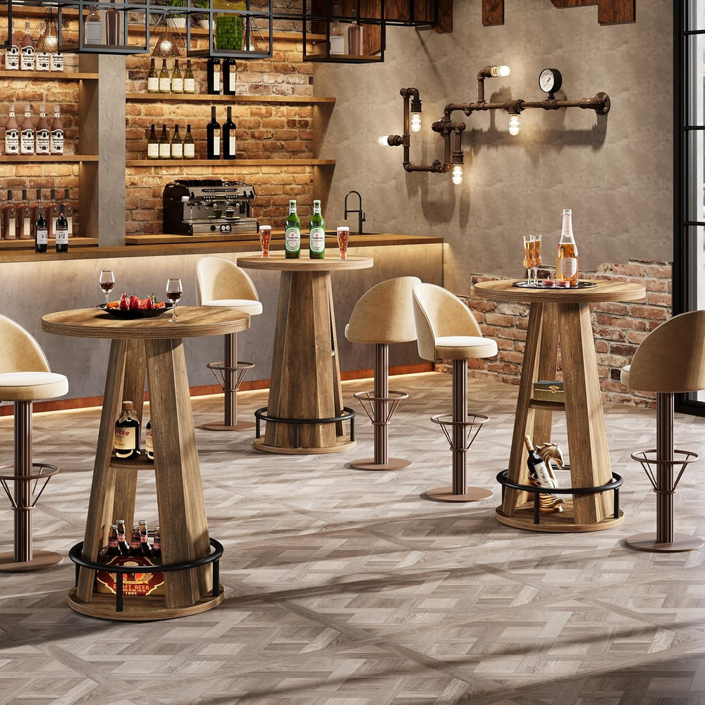 Tribesigns Round Bar Table, 39.4" H High Top Bistro Table with Storage, ...