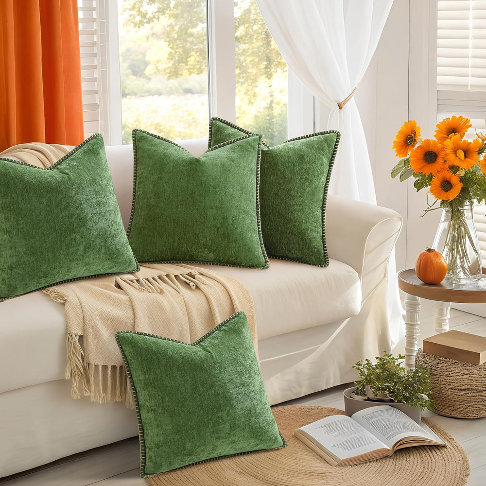 decorUhome Fall Soft Decorative Chenille Throw Pillow Covers 18x18 Set of 4