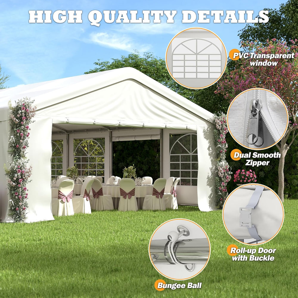 20' x 29.5' Heavy Duty Party Tent, Outdoor Large Wedding Tent with Re...