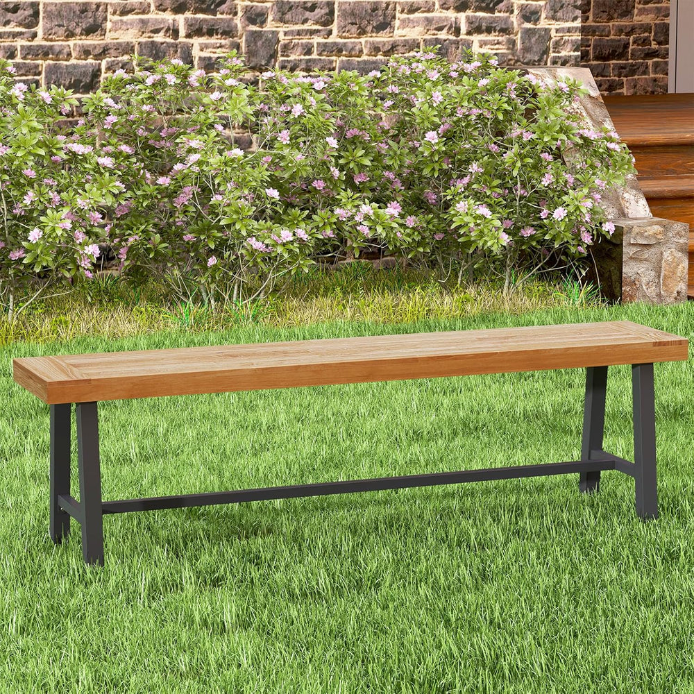 Outdoor Bench Garden Bench Set of 2, 63" Backless Acacia Wood Bench with...