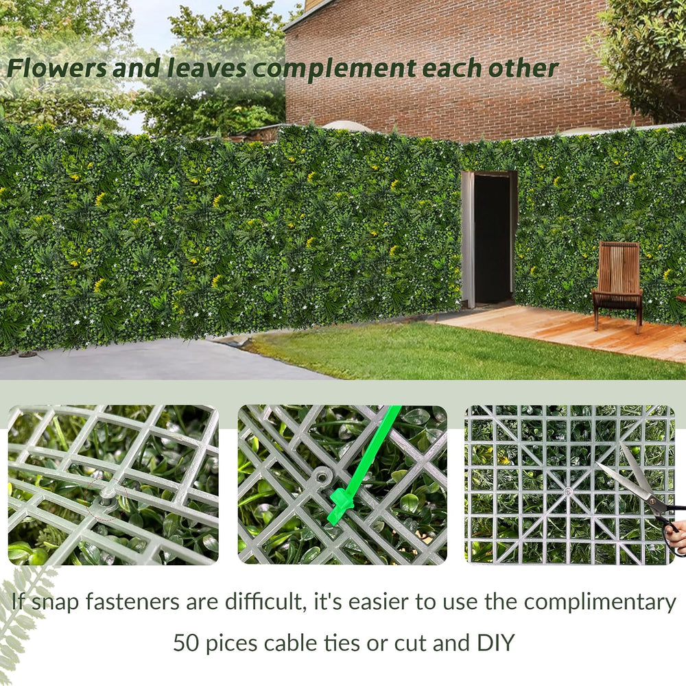 Artificial Grass Wall Boxwood Panels: 20"x20"(8P) UV Resistant