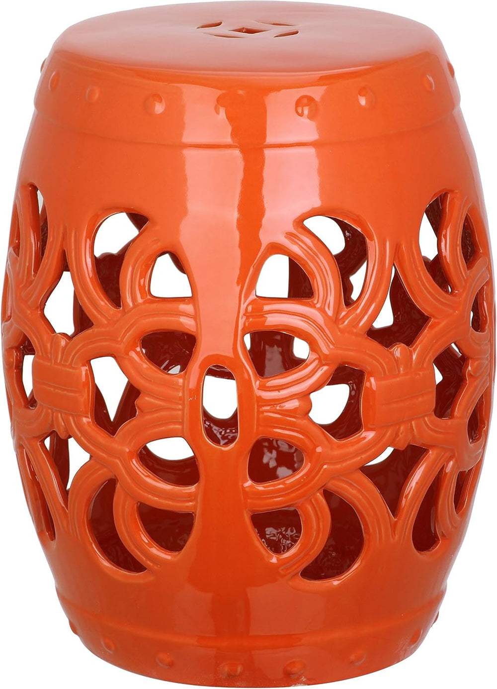 SAFAVIEH Furniture - Imperial Vine Decorative Garden Stool - Orange - Ceramic...