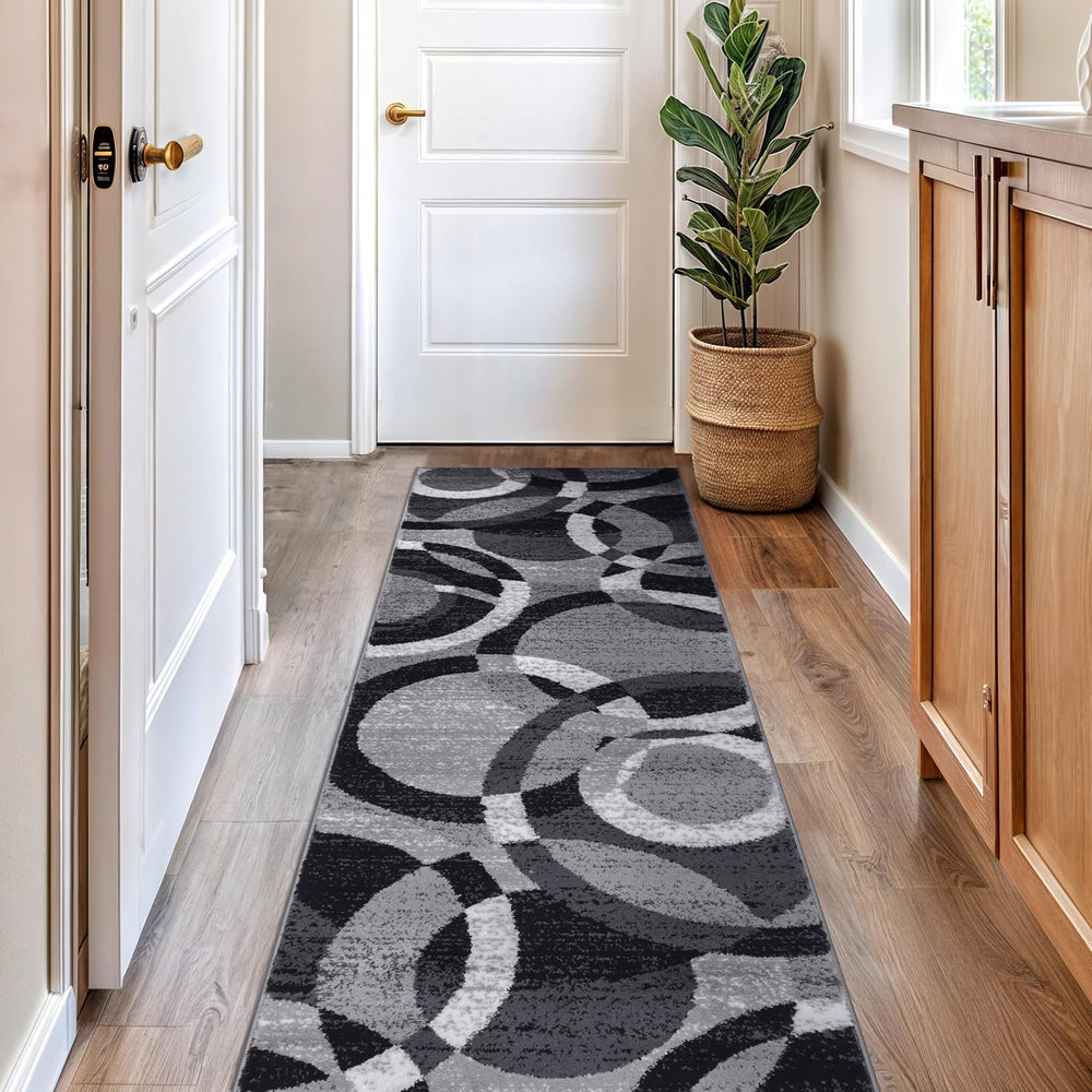 Rugshop Abstract Circles Contemporary Living Room Runner Rug Gray 2'7&quo...