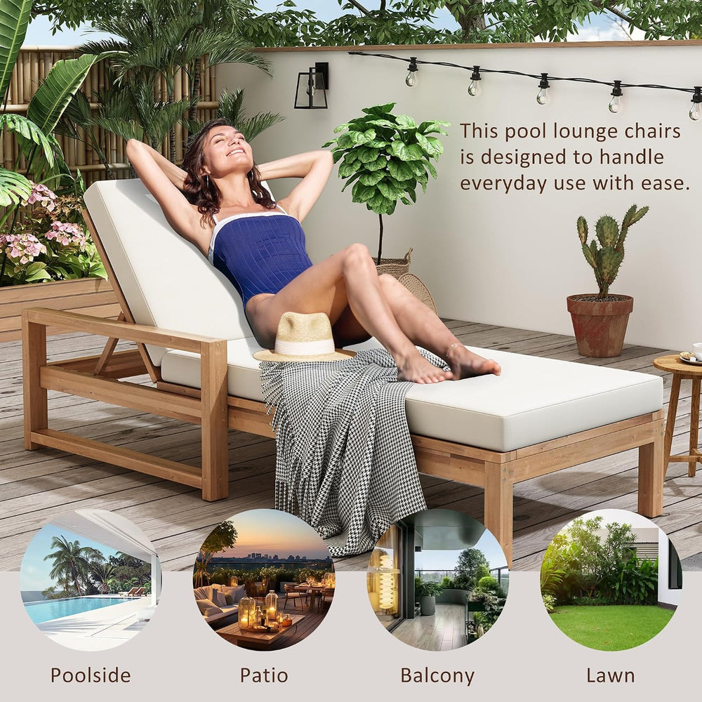 Outdoor Chaise Lounge 2 Pcs, 5-Position Adjustable Lounge Chair with Cushion ...