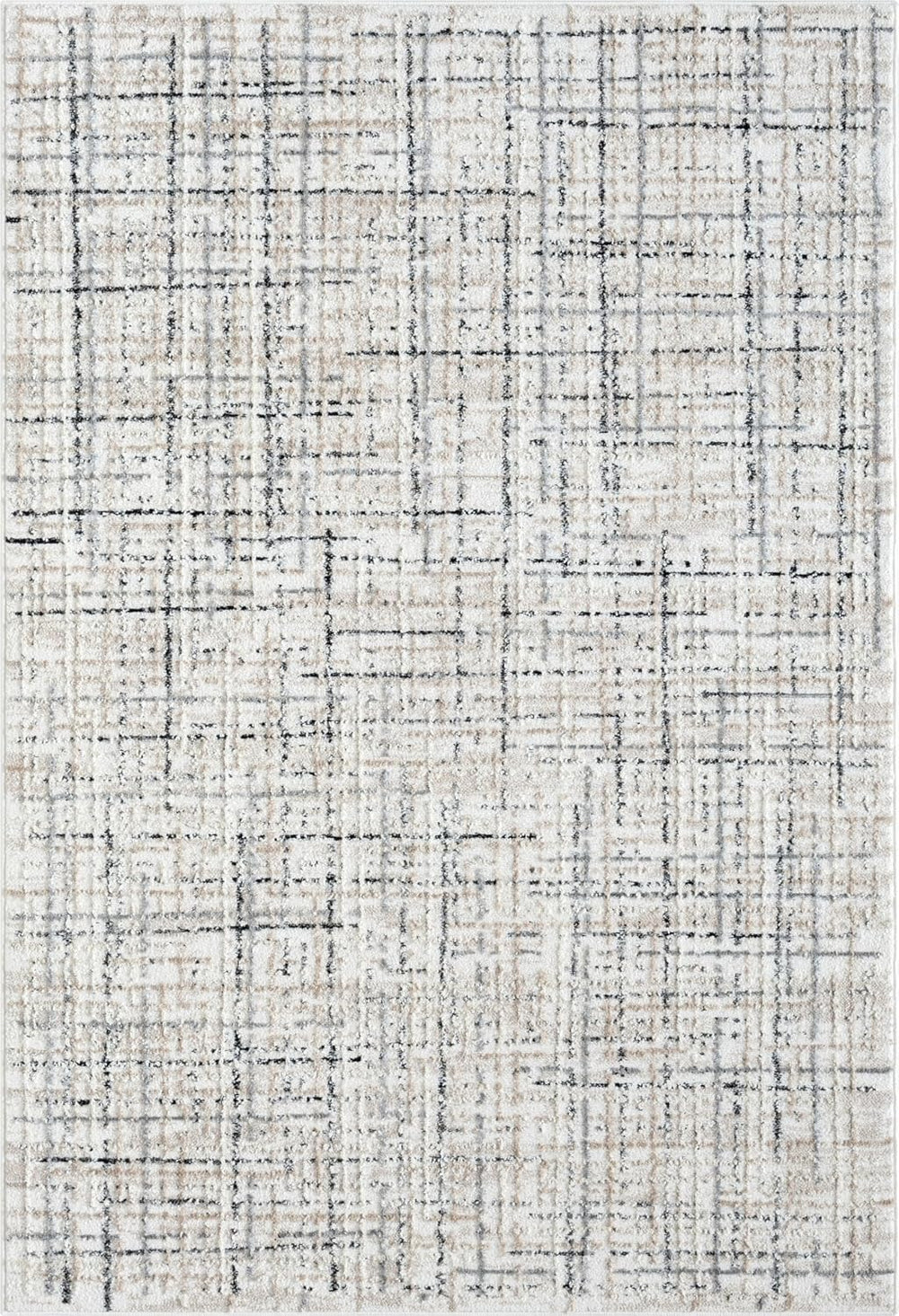 Abani Grey Area Rug for Living Room, Bedroom - Crosshatch Pattern- 4' x 6...