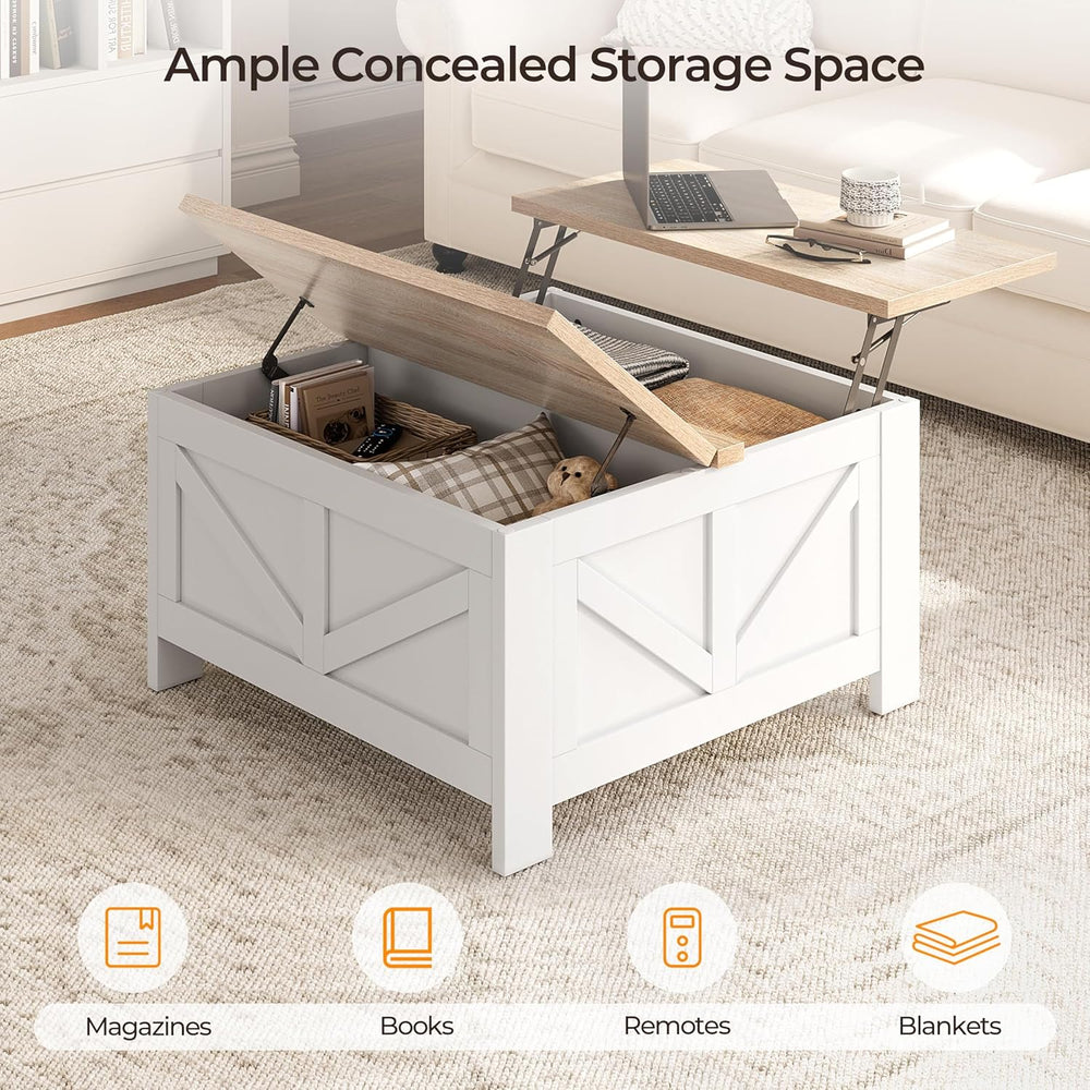 Yaheetech 31.5" Square Lift Top Coffee Table with Storage, White&Lig...
