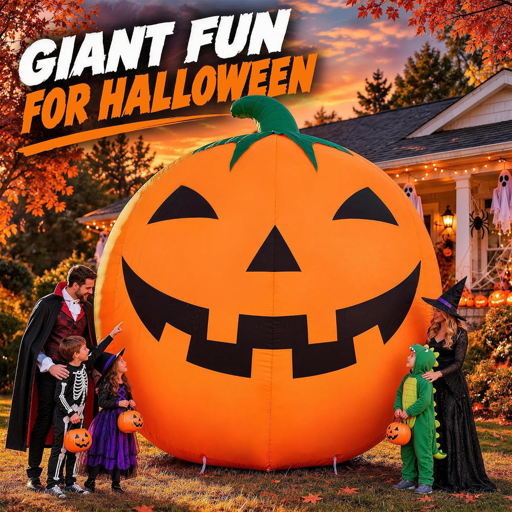 ZPISF 12 FT Halloween Inflatables Giant Pumpkin with Rotating LEDs