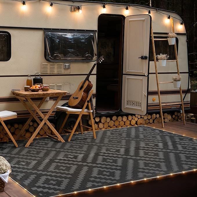 GENIMO Outdoor Rug with LED Strip Lights, 6'x9' Waterproof Camping Ma...